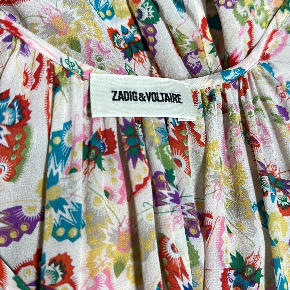 Zadig & Voltaire Reen Butterfly Silk Midi Dress Size Small - Picture 8 of 12